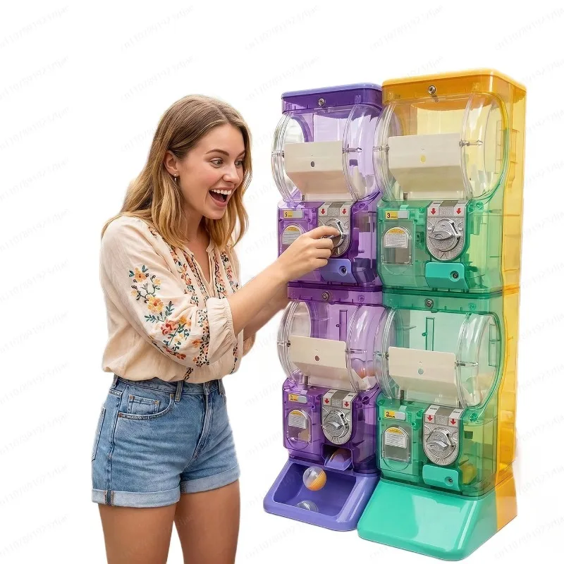 Arcade Vending & Laundry - Şeffaf Beyaz İki Katlı Gashapon Makinesi,