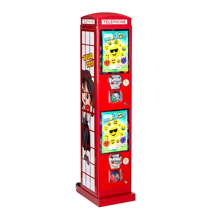 Candy Vending Machine - Kırmızı Telefon Kulübesi Tasarımlı Metal Akrilik